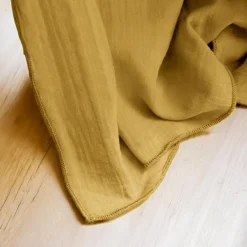 Nappe rectangulaire gaze de coton (150 x 350 cm) Gaïa Jaune safran