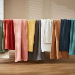 Nappe rectangulaire gaze de coton (150 x 250 cm) Gaïa Vert eucalyptus