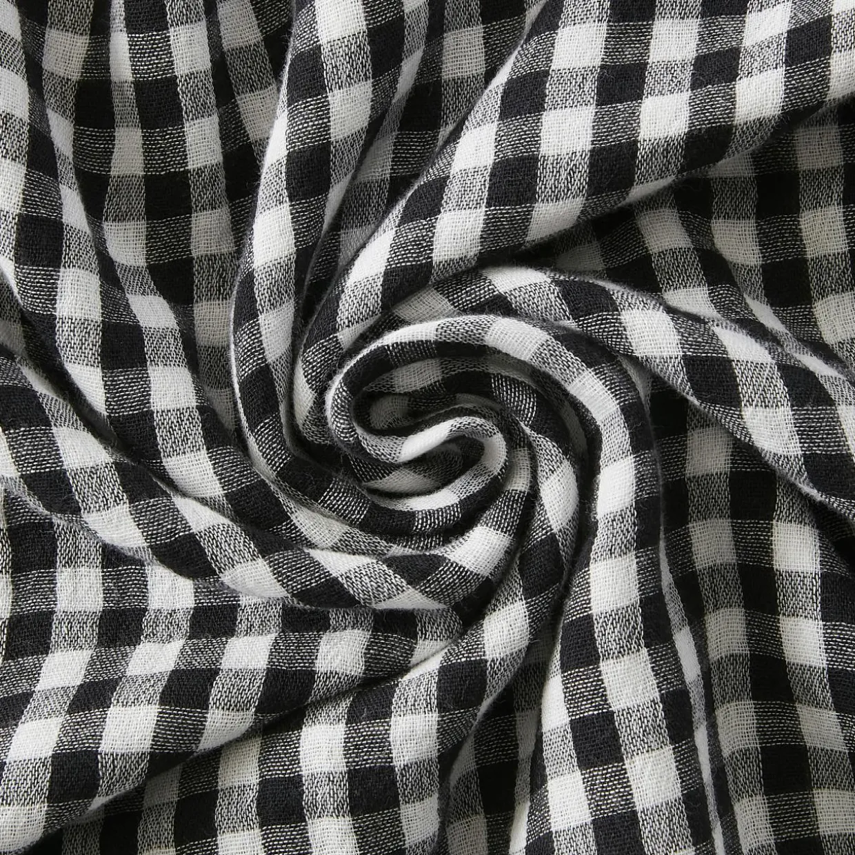 Nappe rectangulaire gaze de coton (150 x 350 cm) Gaïa vichy Noire