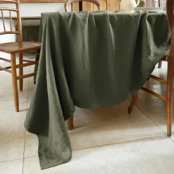 Nappe rectangulaire lin lavé (170 x 250 cm) Louise Vert romarin