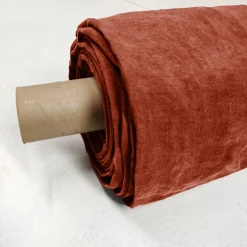Nappe rectangulaire lin lavé (170 x 350 cm) Louise Terracotta