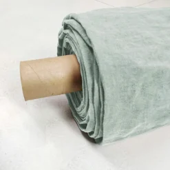 Nappe rectangulaire lin lavé (170 x 350 cm) Louise Vert eucalyptus