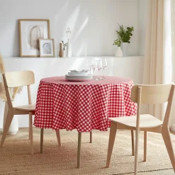 Nappe ronde anti tache (180 cm) Elise Vichy Rouge