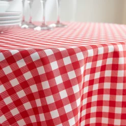 Nappe ronde anti tache (180 cm) Elise Vichy Rouge
