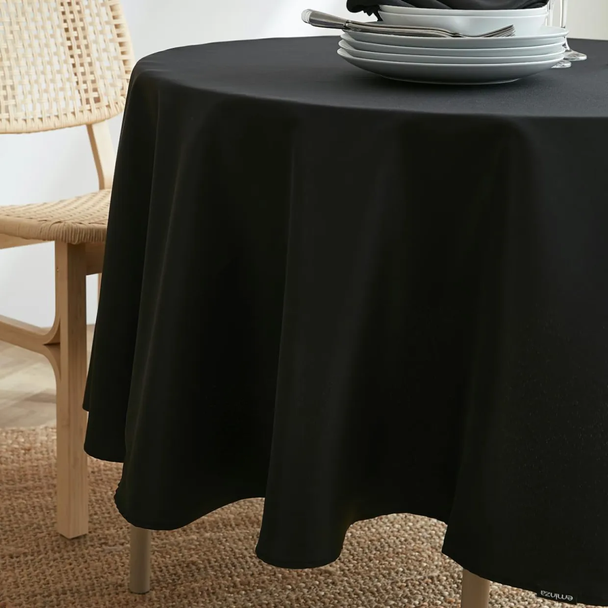 Nappe ronde anti tache (180 cm) Elise Noire