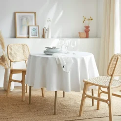 Nappe ronde anti tache (180 cm) Elise Blanche