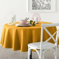 Nappe ronde anti tache (D180 cm) Mina Jaune ocre