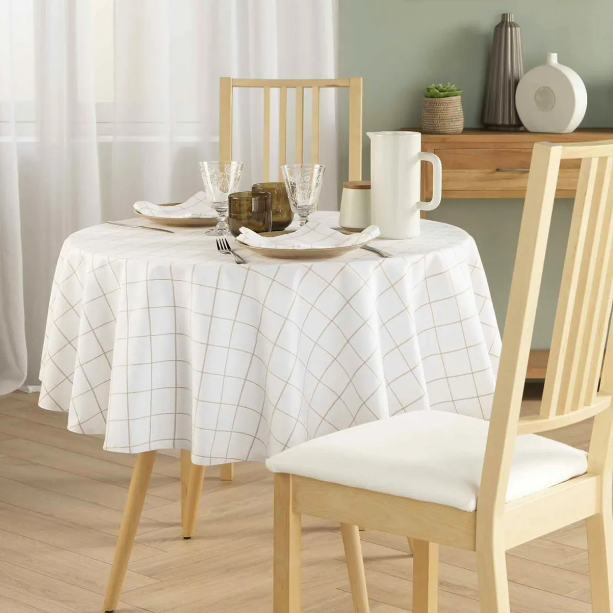 Nappe ronde coton (180 cm) Axel Blanche