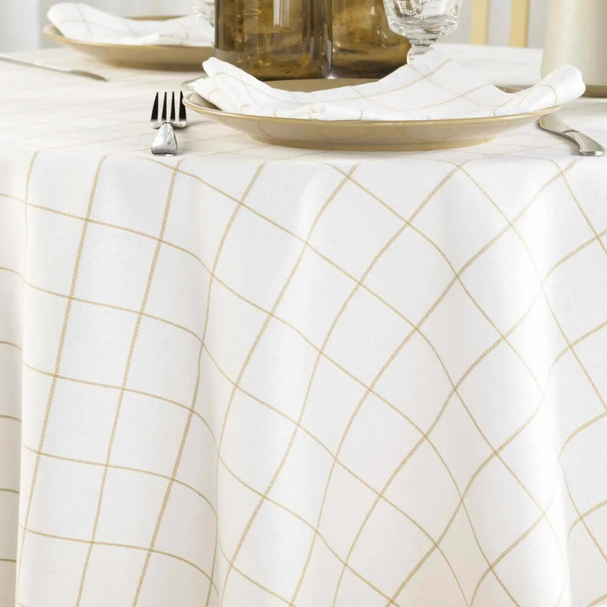 Nappe ronde coton (180 cm) Axel Blanche