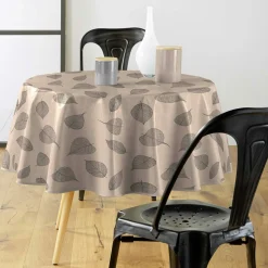 Nappe ronde enduite PVC (160 cm) Feuillys Beige