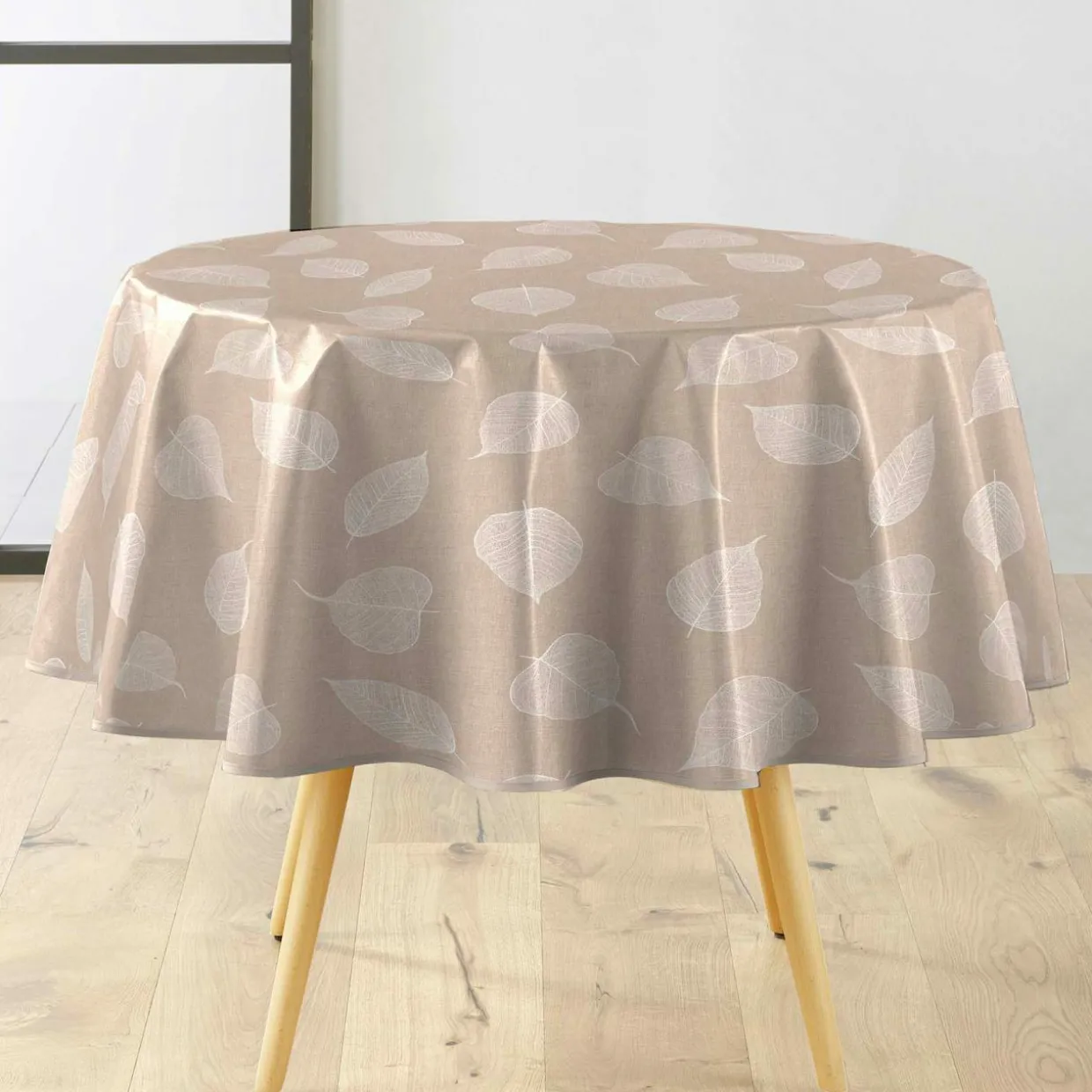Nappe ronde enduite PVC (160 cm) Feuillys Blanche