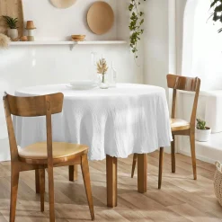 Nappe ronde gaze de coton (180 cm) Gaïa Blanc chantilly