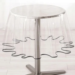 Nappe ronde toile cirée transparente (D180 cm) Garden Anthracite