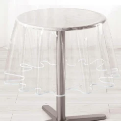 Nappe ronde toile cirée transparente (D180 cm) Garden Blanche