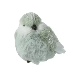 Oiseau sur clip (H10 cm) Pinson Menthe blanche