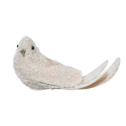 Oiseau sur pince (L13 cm) Hakuba Beige clair