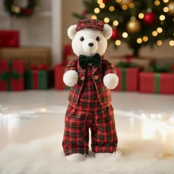 Ours de Noël (H52 cm) Teddy carreaux tartan Rouge