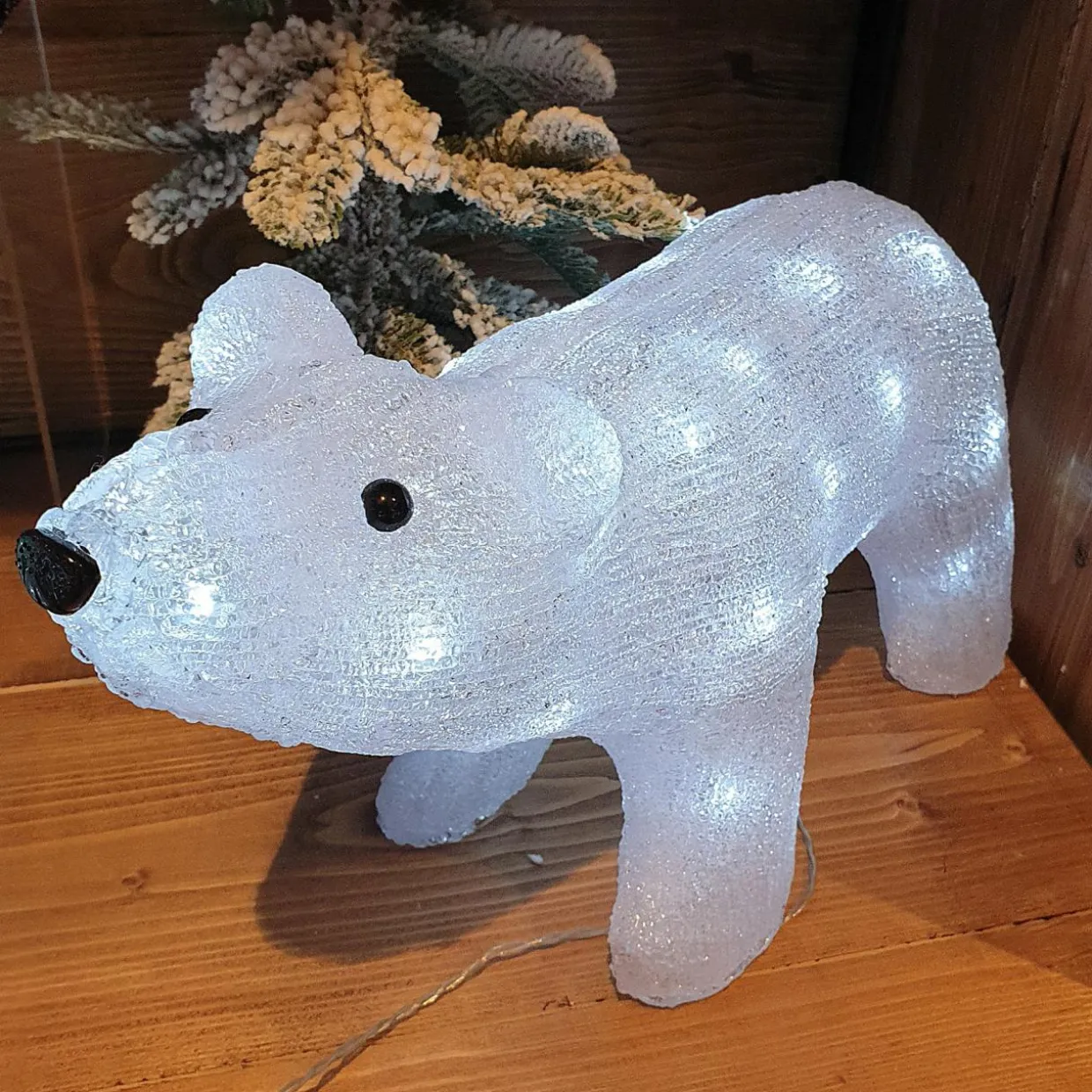 Ours lumineux solaire 40 LED (H24 cm) Titouan Blanc froid