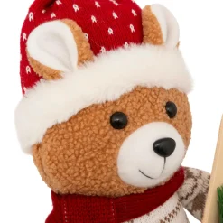 Ours peluche debout (H50 cm) Petit Skieur Rouge