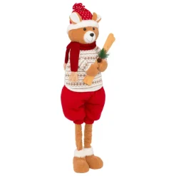 Ours peluche jambes téléscopiques (H95 cm) Petit Skieur Rouge