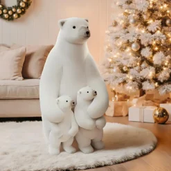 Ours polaire en famille (H95 cm) Blanc