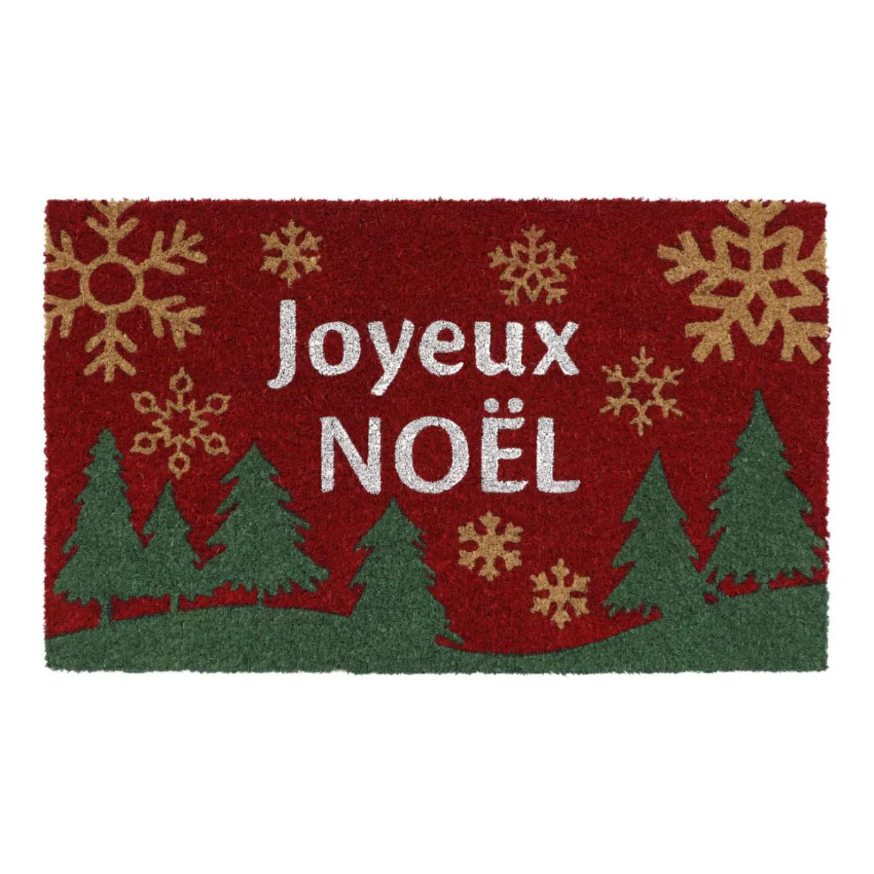 Paillasson de Noël coco (45 x 75 cm) Joyeux Noël Rouge et vert