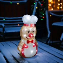 Pain d'épices lumineux solaire 25 LED (H28 cm) Petit cuistot Blanc froid