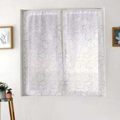 Paire de voilages brodés passe-tringle (60 x 90 cm) Galet Gris