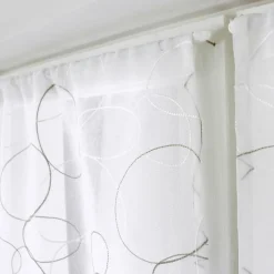 Paire de voilages brodés passe-tringle (60 x 90 cm) Galet Gris