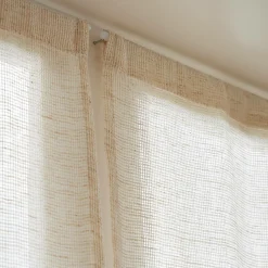 Paire de voilages passe-tringle effet lin (60 x 120 cm) Luca Beige