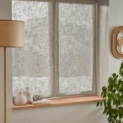 Paire de voilages passe-tringle effet lin (60 x 120 cm) Robin Taupe