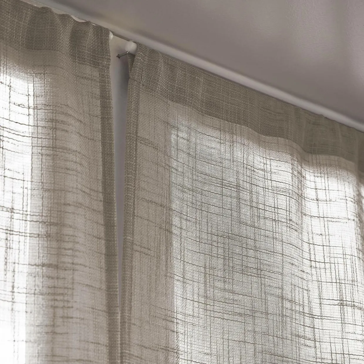 Paire de voilages passe-tringle effet lin (60 x 160 cm) Robin Taupe