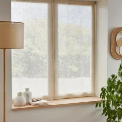 Paire de voilages passe-tringle effet lin (60 x 90 cm) Luca Beige