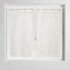 Paire de voilages tissés œillets bois (60 x 120 cm) Minalisa Blanc