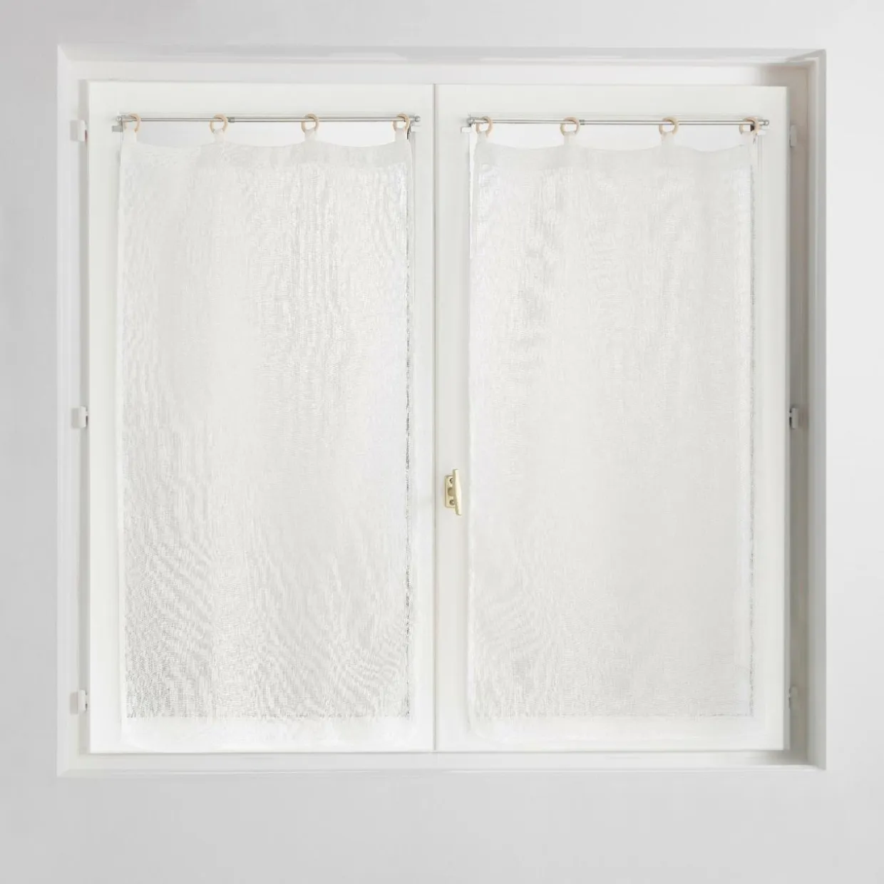 Paire de voilages tissés œillets bois (60 x 120 cm) Minalisa Blanc
