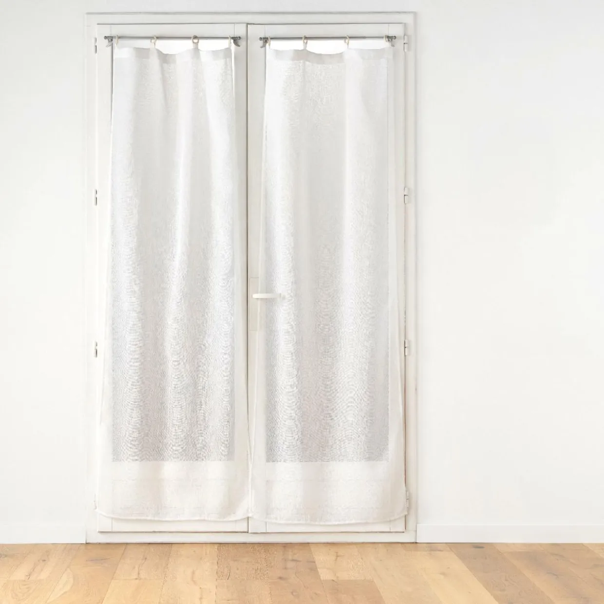 Paire de voilages tissés œillets bois (70 x 200 cm) Minalisa Blanc