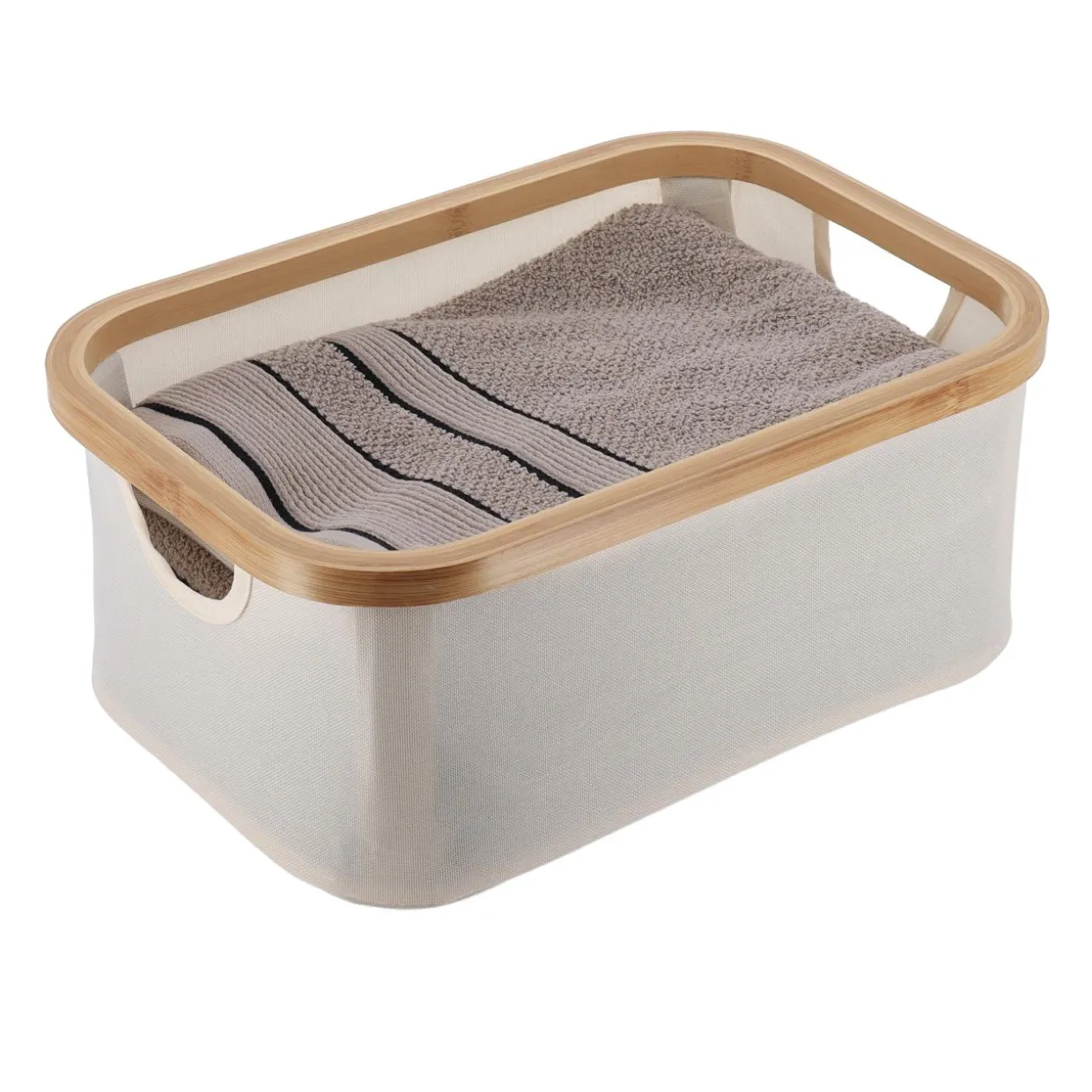 Panier de rangement pliable (L38 x H16 cm) Purebamboo Ecru
