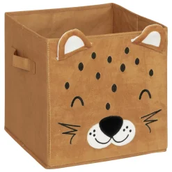 Panier de rangement pliant velours enfant (29 x 29 cm) Léo Marron