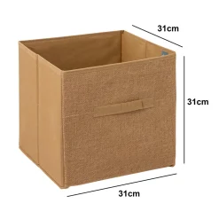 Panier de rangement toile de jute (31 x 31 cm) Mix Beige