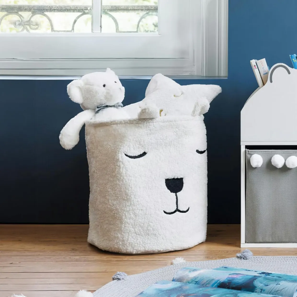 Panier à jouets (H40 cm) Bouclette Blanc