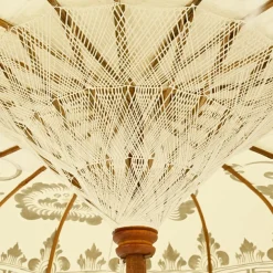 Parasol de jardin rond à franges (D2 m) Jaipur Crème et dorure