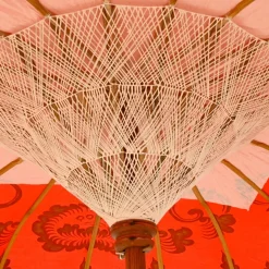 Parasol de jardin rond à franges (D2 m) Jaipur Rouge et dorure