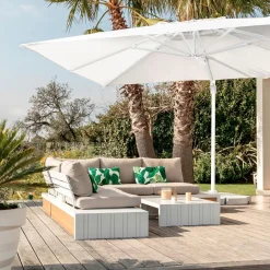Parasol déporté rectangulaire aluminium (4 x 3 m) Yucatan Blanc