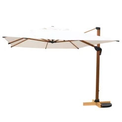 Parasol déporté rectangulaire aluminium (4 x 3 m) Yucatan effet Bois et blanc