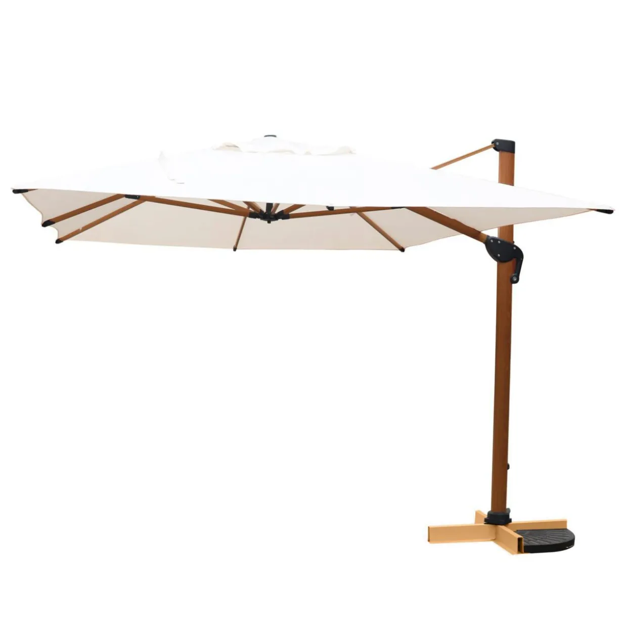 Parasol déporté rectangulaire aluminium (4 x 3 m) Yucatan effet Bois et blanc