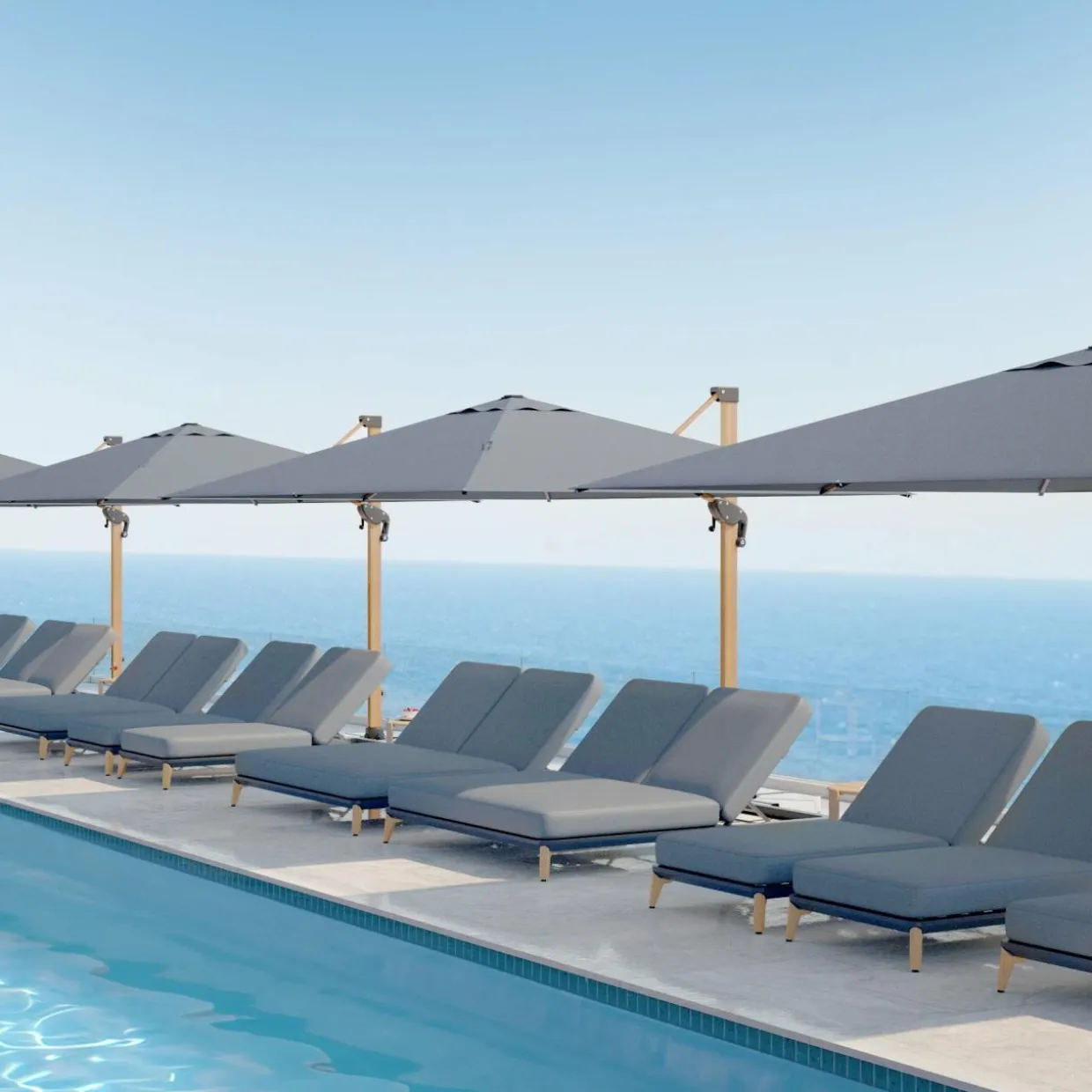 Parasol déporté rectangulaire aluminium (4 x 3 m) Yucatan effet Bois et gris anthracite