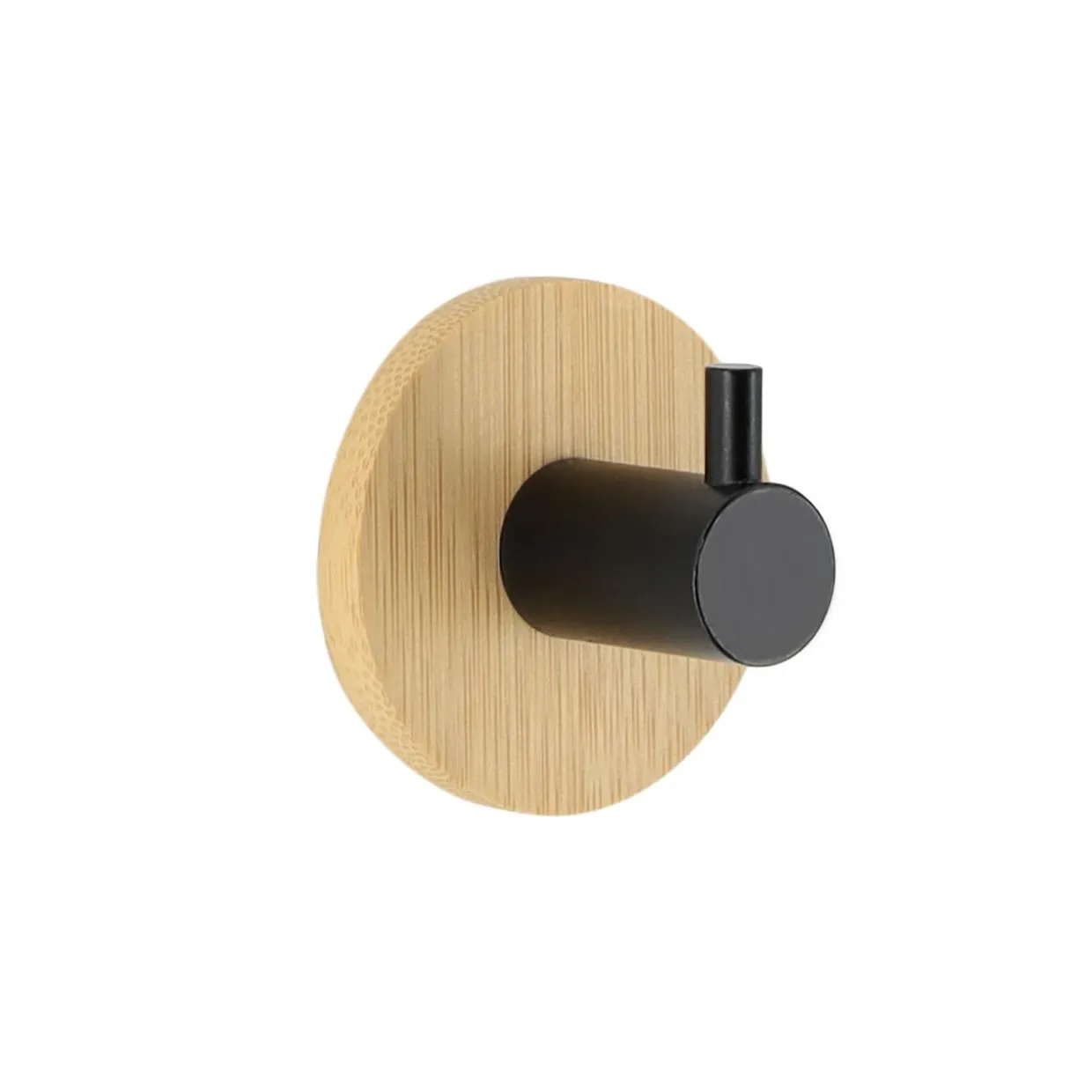 Patère adhesive 3M bambou (D4.5 cm) Noir