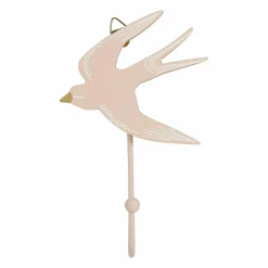Patère enfant bois Oiseau Rose