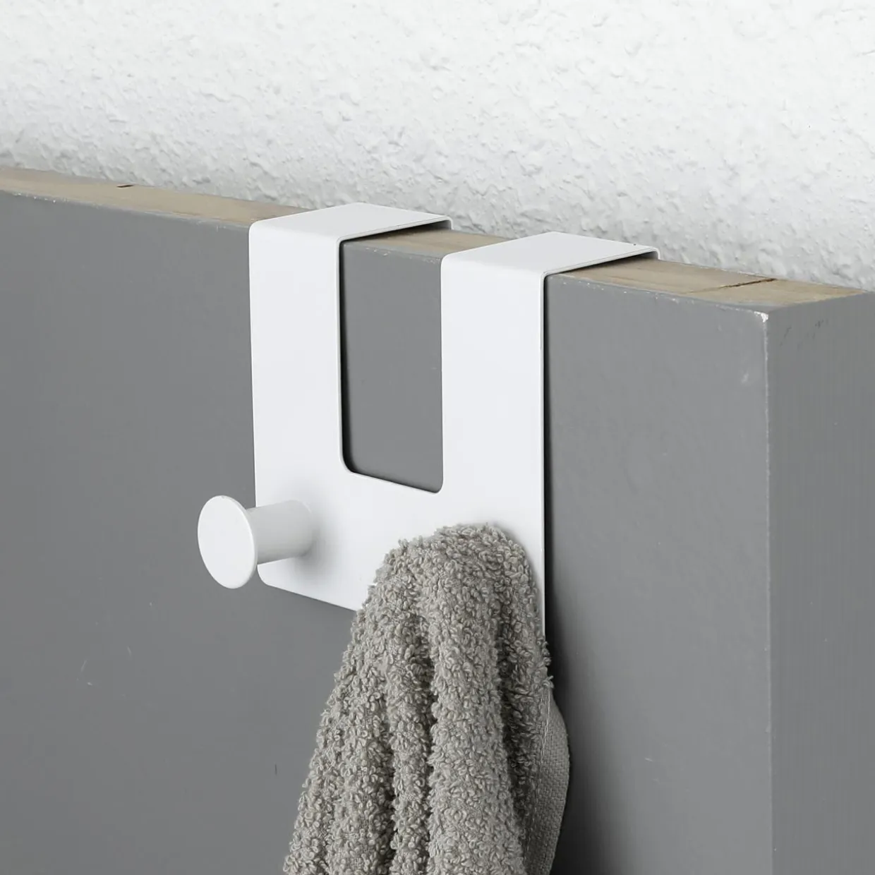 Patère pour porte métal 2 crochets (H10 cm) Blanc