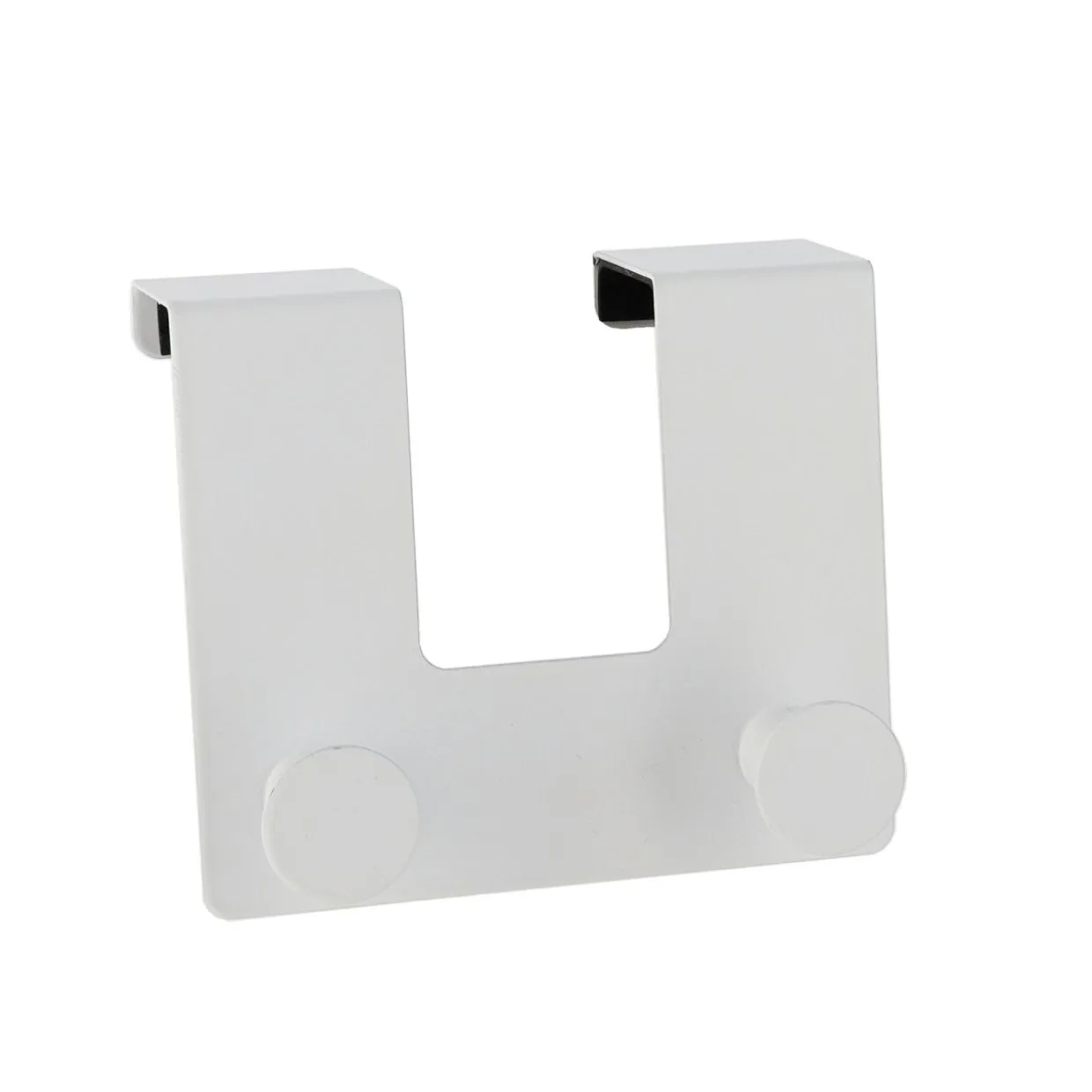 Patère pour porte métal 2 crochets (H10 cm) Blanc